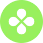 Black clover-shaped icon inside a green circle.